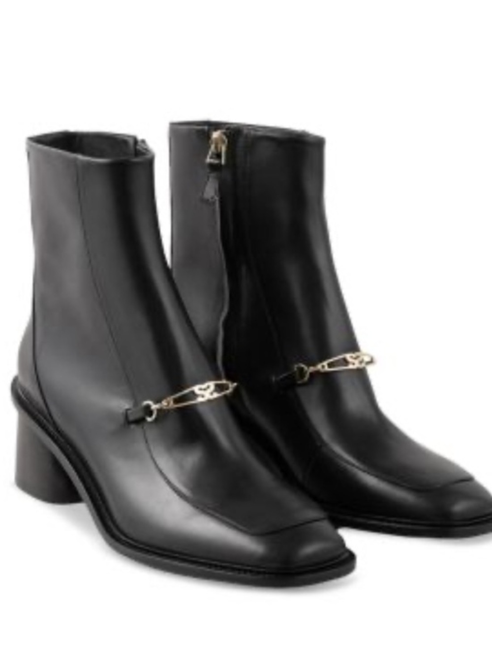 SANDRO AMBER square toe leather boots chain S Wrap detail eu 39 US 8